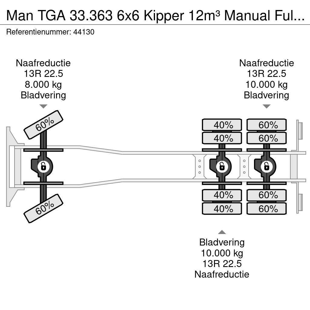 MAN TGA 33.363 6x6 Kipper 12m³ Manual Full steel Sklápače