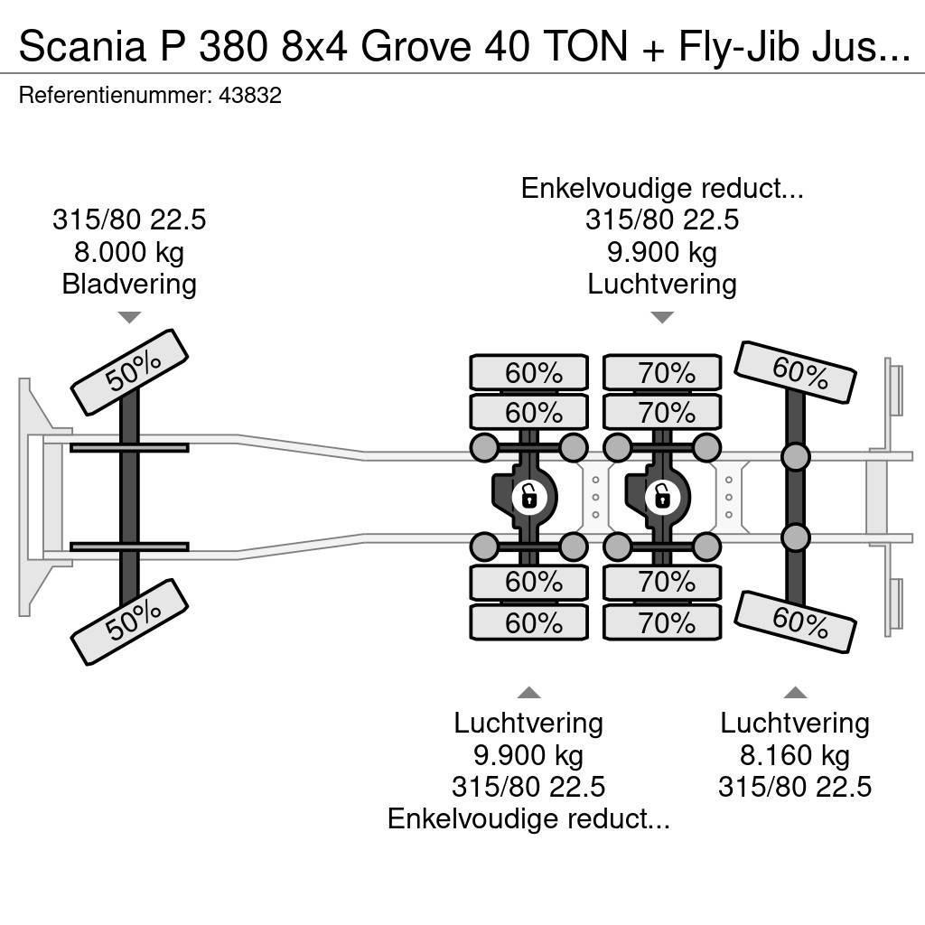 Scania P 380 8x4 Grove 40 TON + Fly-Jib Just 31.682 km! Univerzálne terénne žeriavy