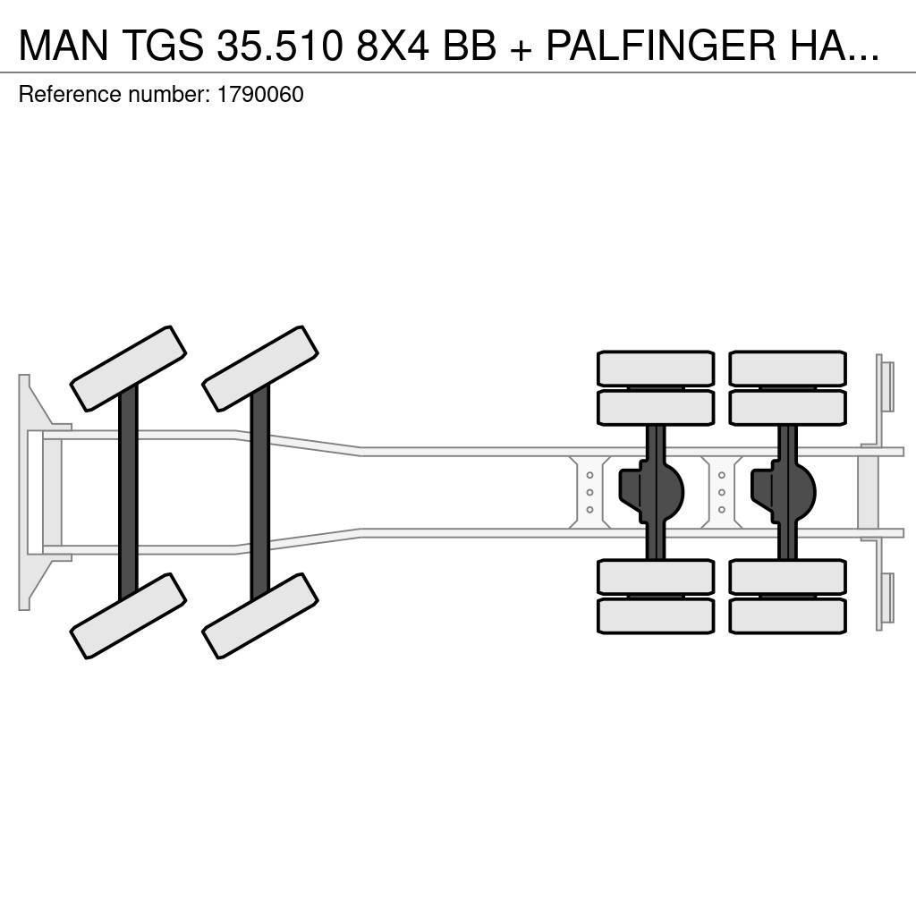 MAN TGS 35.510 8X4 BB + PALFINGER HAAKARMSYSTEEM + PAL Autožeriavy, hydraulické ruky