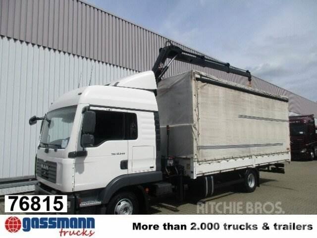 MAN TGL 12.240BL 4x2, mit Kran Hiab 088 mit Funk Plošinové nákladné automobily/nákladné automobily so sklápacími bočnicami