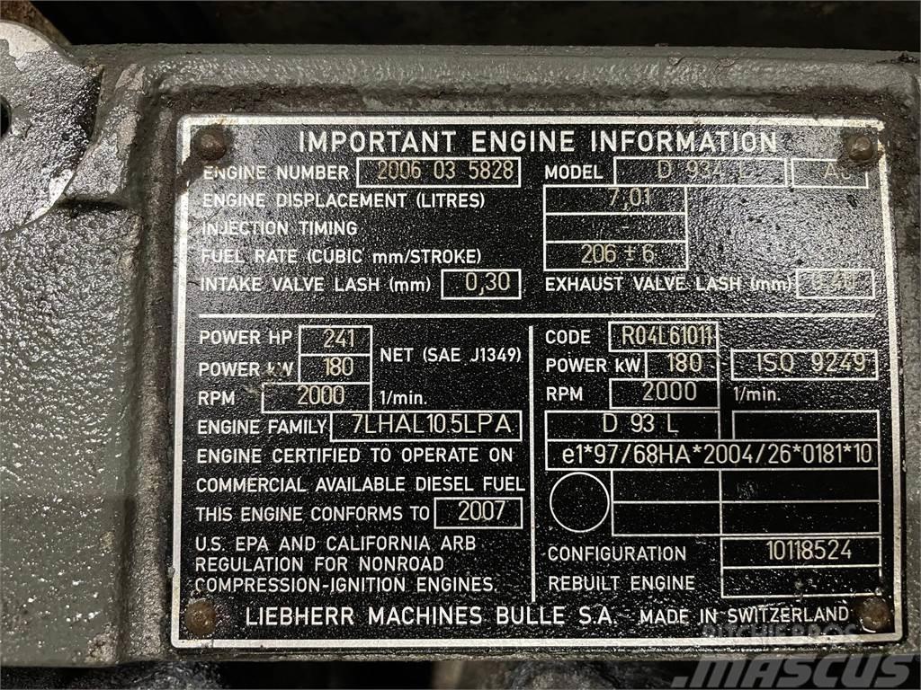 Liebherr D934L A6 motor ex. Liebherr HS835HD kran Motory