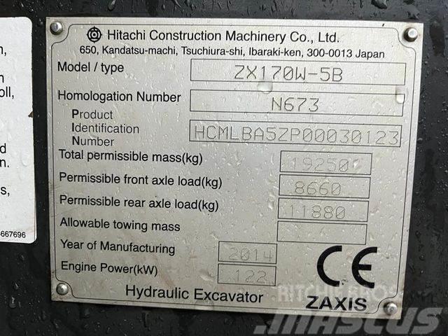 Hitachi ZX 170 W-5B Kolesové rýpadlá
