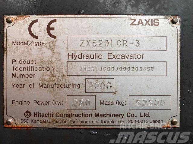 Hitachi ZX520 LCR-3 **BJ. 2008 *17454H/Klima/TOP Zustand Pásové rýpadlá
