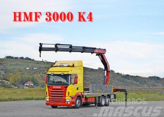 Scania R 400 Pritsche 6,50m +HMF 3000K4/FUNK*TOPZUSTAND Autožeriavy, hydraulické ruky