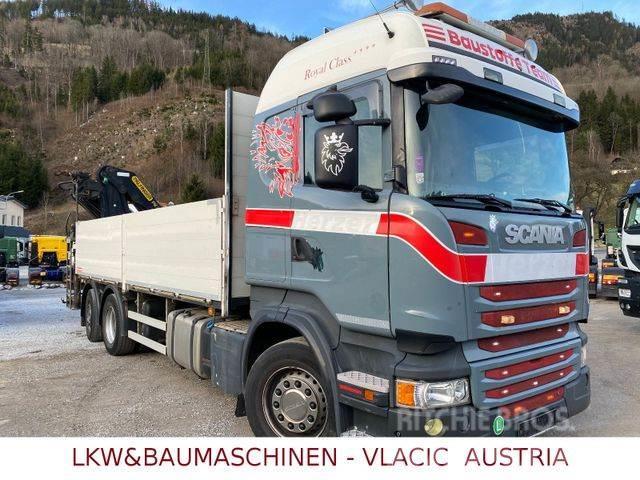 Scania R410 mit Kran Palfinger PK20002EH Plošinové nákladné automobily/nákladné automobily so sklápacími bočnicami