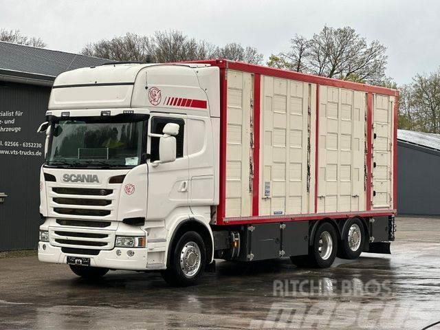 Scania R490 EU6 6x2 4.Stock Menke m. Hubdach &amp; Tränke Nákladné automobily na prepravu zvierat