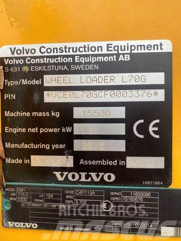 Volvo L70G **BJ. 2015 *19460H/Klima/Hochkippschaufel * Kolesové nakladače